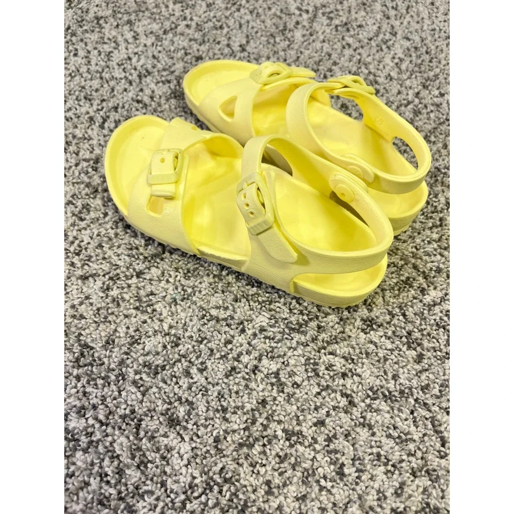 Kids Birkenstock Arizona Yellow Buckle‎ EVA Sandals Size 30 Rubber Slip On Shoes
